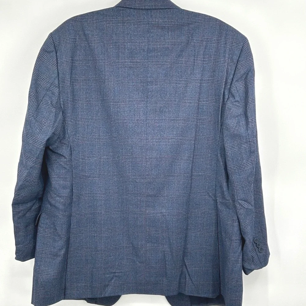 Jos. A. Bank Sport Coat Mens 50L Blue Glen Plaid 100% Wool Signature Big & Tall